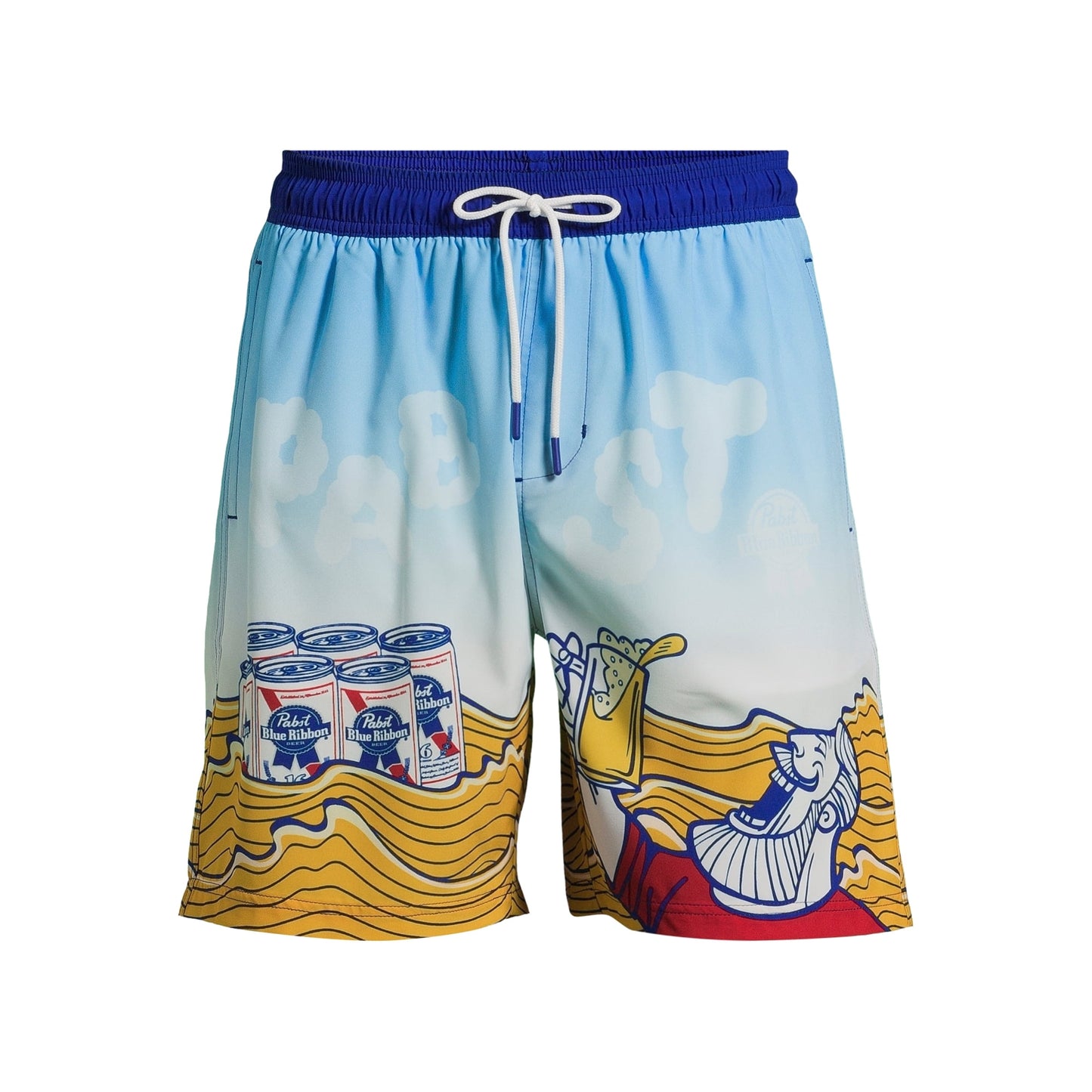 Pabst Blue Ribbon Men's & Big Men's Board Shorts Swim Trunks, 7.5" Inseam, Size 3XL