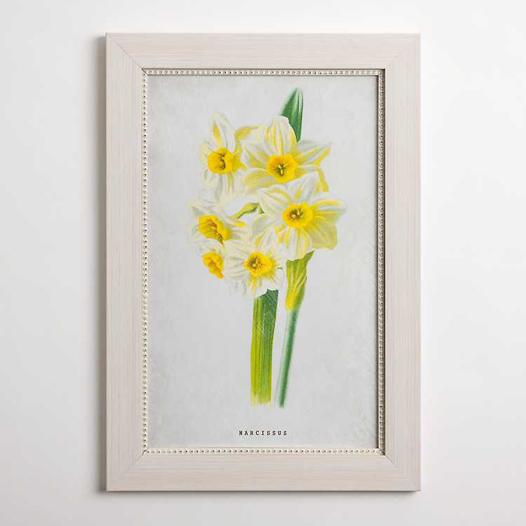 December Narcissus Beaded Framed Art Print