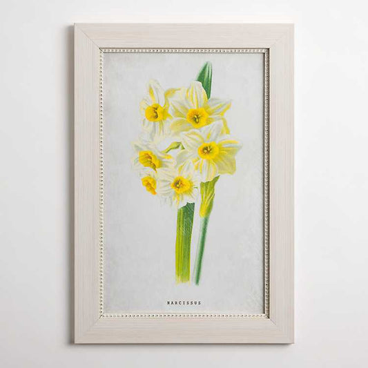 December Narcissus Beaded Framed Art Print