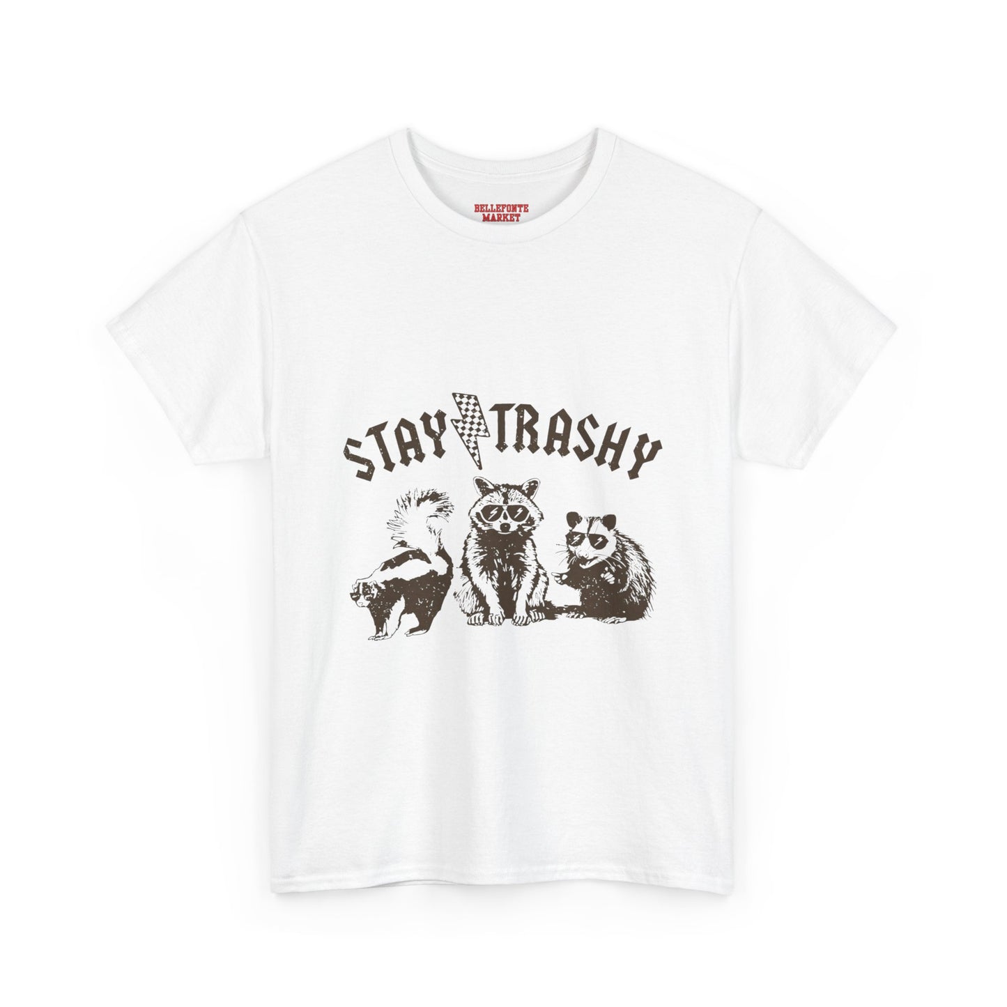 Stay Trashy Unisex Heavy Cotton Tee, Cool Graphic Tee, Nature Lover Shirt, Vintage Animal Design, Eco-Friendly Wear, Gift for Friends