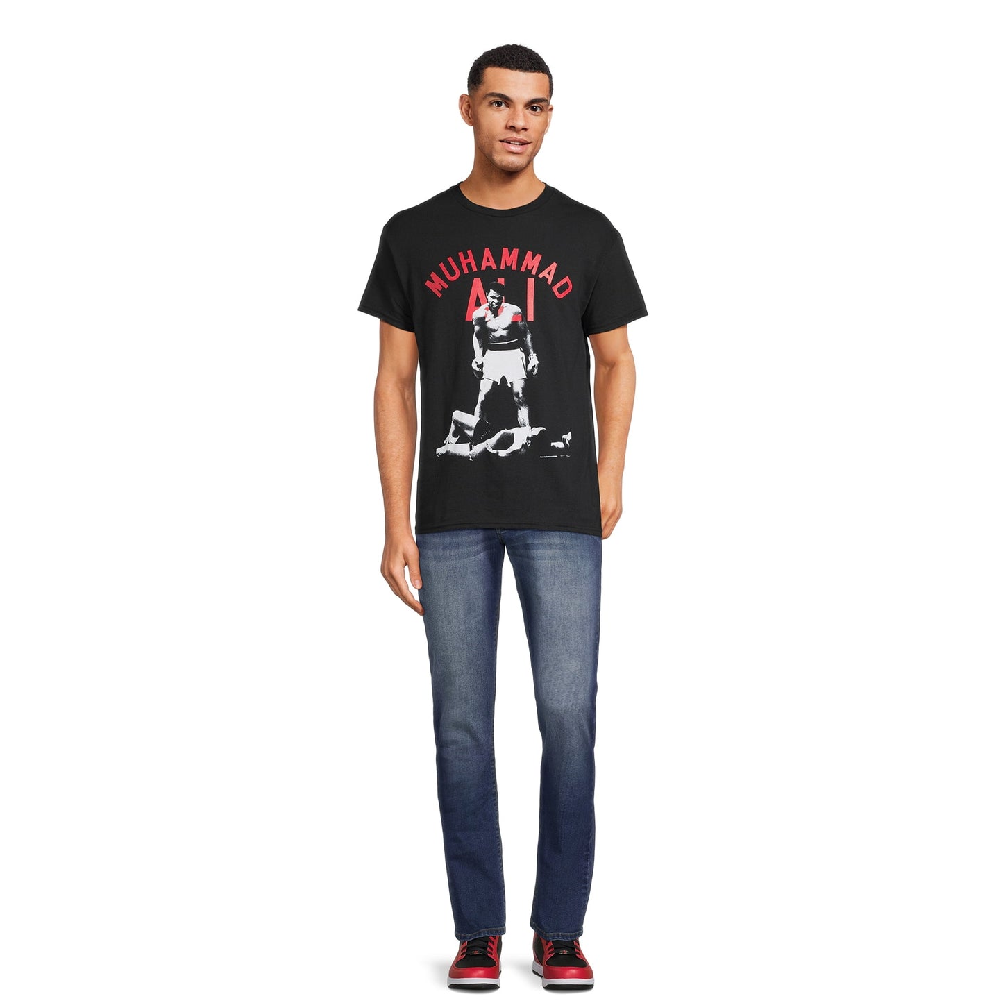 Muhammad Ali Men’s Oversize Print Graphic Tee with Short Sleeves, Size S