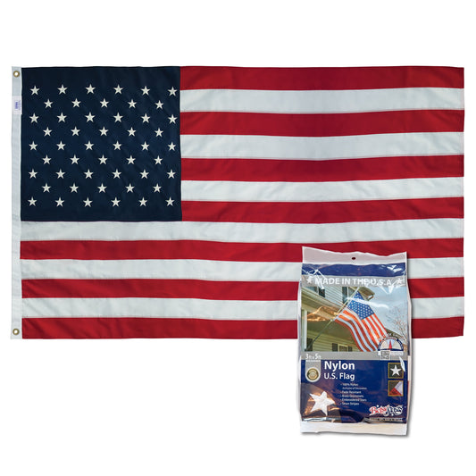 3x5ft Nylon Betsy Flags American Flag, Sewn Stripes Embroidered Stars Grommeted