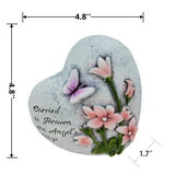 Mainstays 4.75in Outdoor Memorial Heart Stone, Lily Flower Design Pink Color