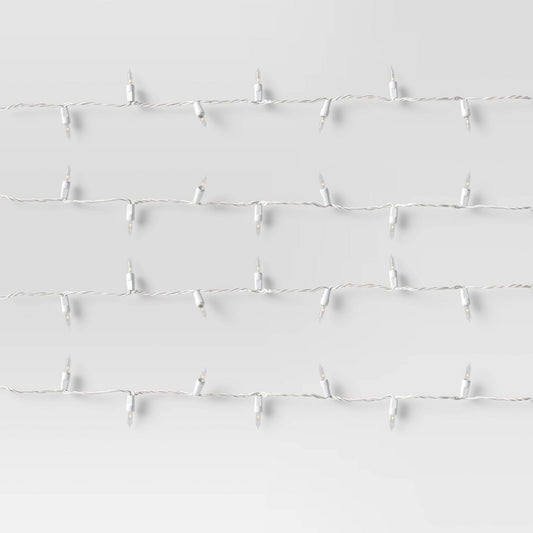 White Cord String Lights Clear - Room Essentials™: UL Listed, Indoor/Outdoor, Connects End to End, Incandescent Mini T2 Bulbs