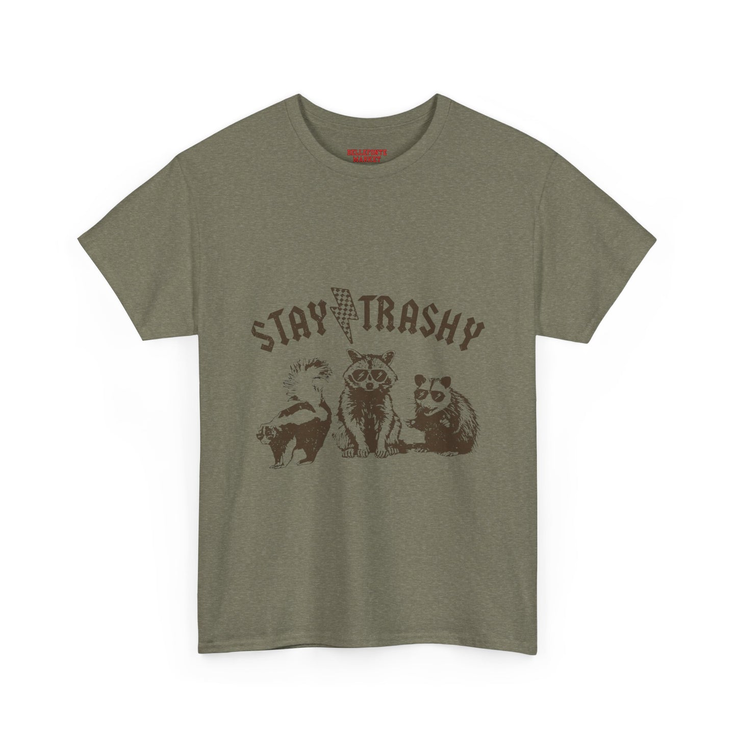 Stay Trashy Unisex Heavy Cotton Tee, Cool Graphic Tee, Nature Lover Shirt, Vintage Animal Design, Eco-Friendly Wear, Gift for Friends