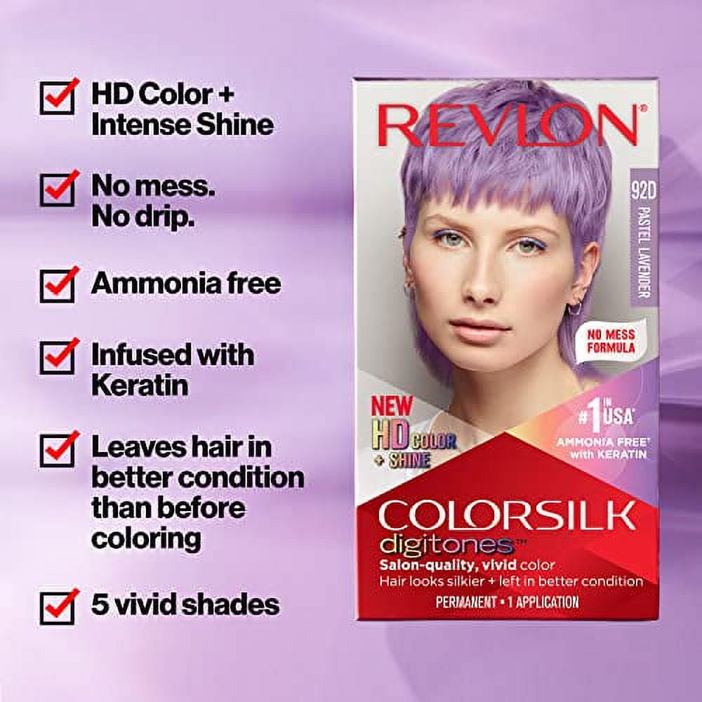 Revlon Permanent Hair Color ColorSilk Digitones with Keratin, 91D Silver Blue (Pack of 1)