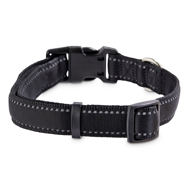 Youly Reflective Black Dog Collar, Large