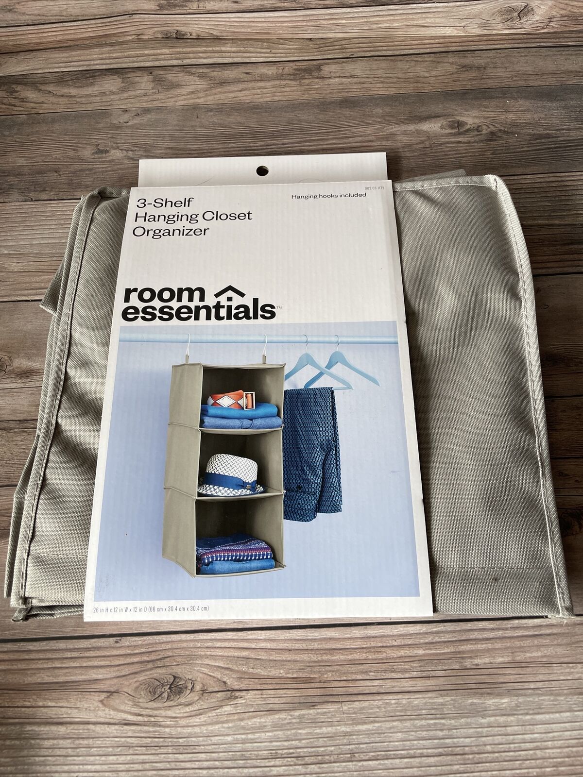 3 Shelf Hanging Closet Organizer Gray - Room Essentials