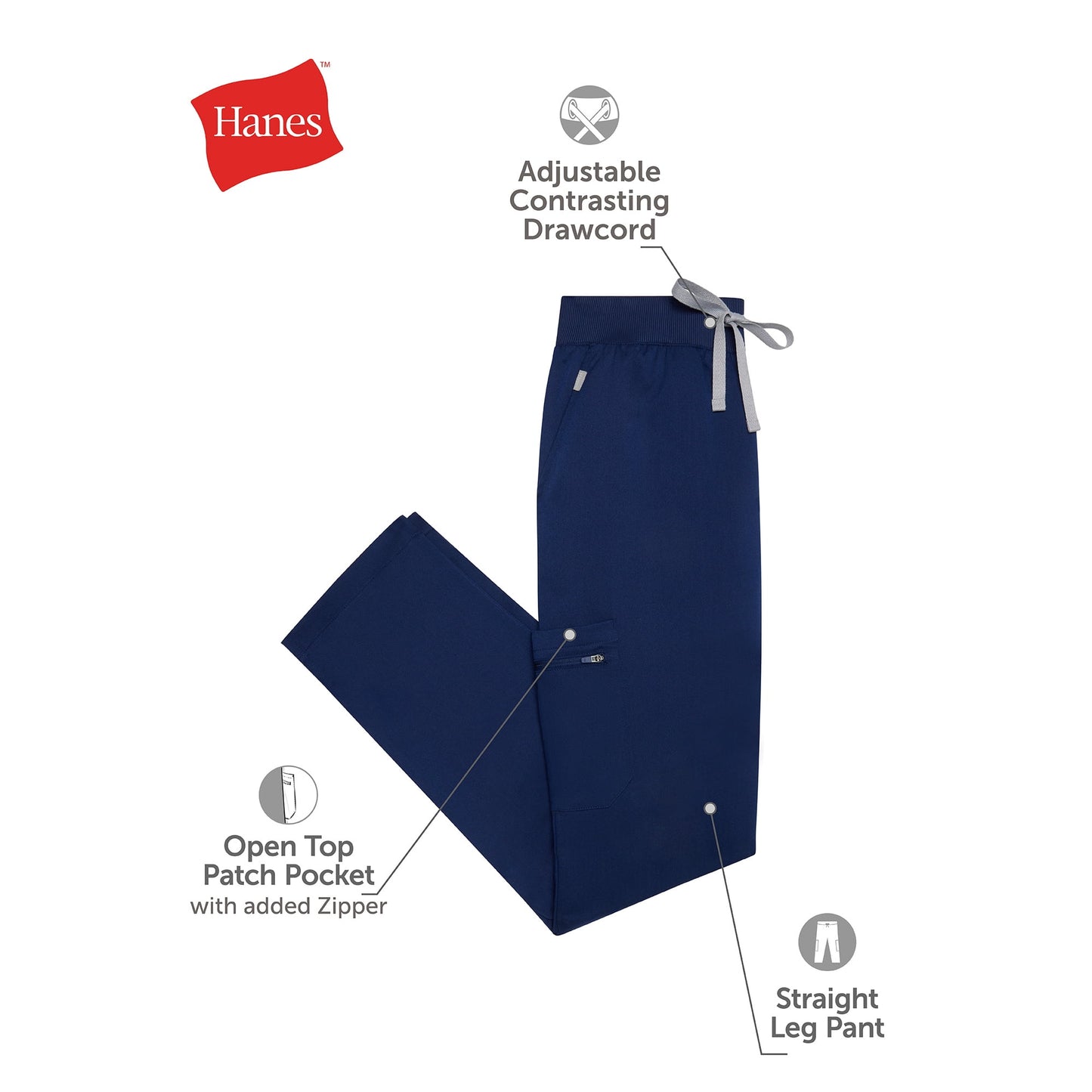 Hanes Womens Hanes Women's Scrubs Drawstring Scrub Pants, Premium, Straight Leg, Pockets, Size 3XL 22