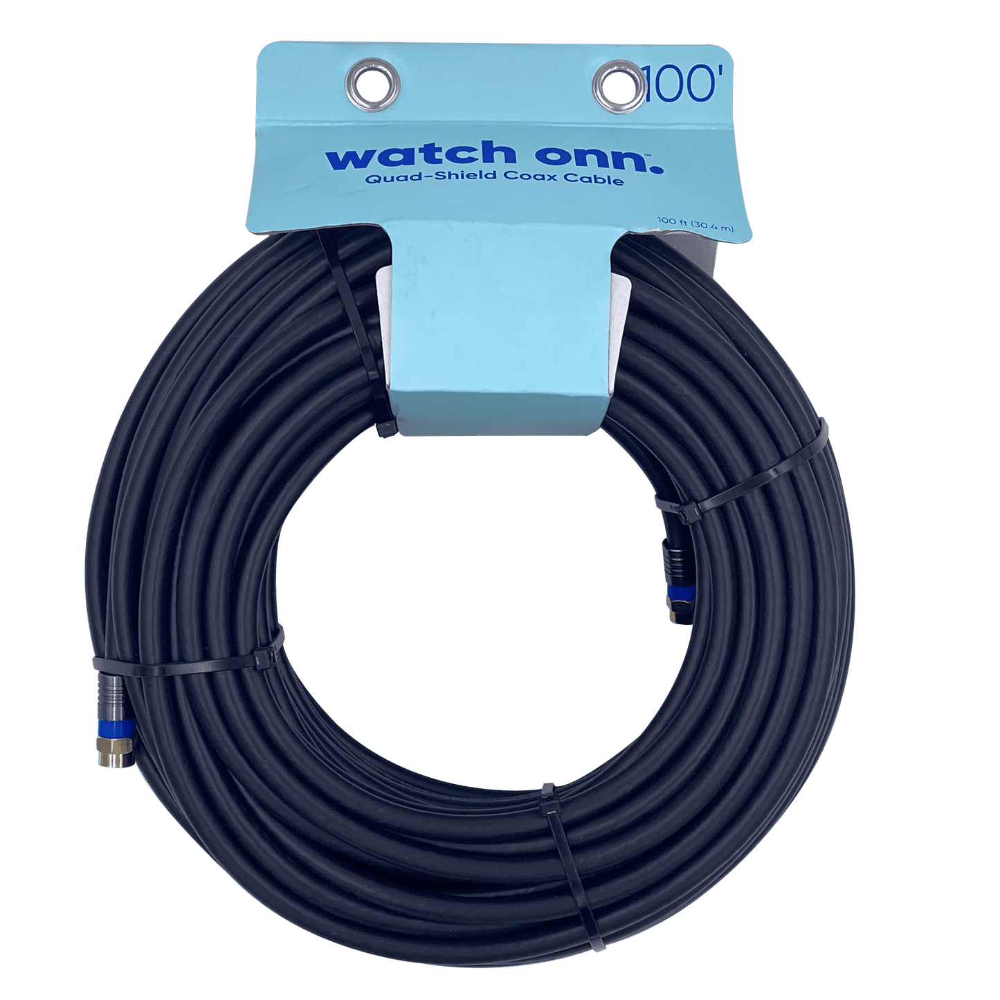 onn. 100' Quad Shield Coaxial Cable | Black