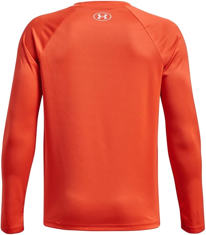 Under Armour Boys' Tech Logo Fill Long-Sleeve T-Shirt - Orange XL (14-16)