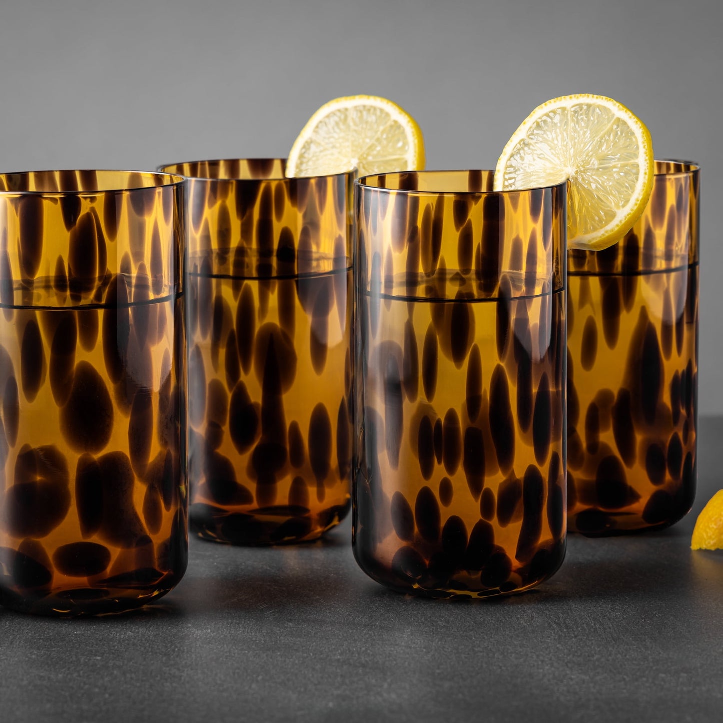 Thyme & Table 4-Pack 20oz Tortoise Brown Drinking Glass Set