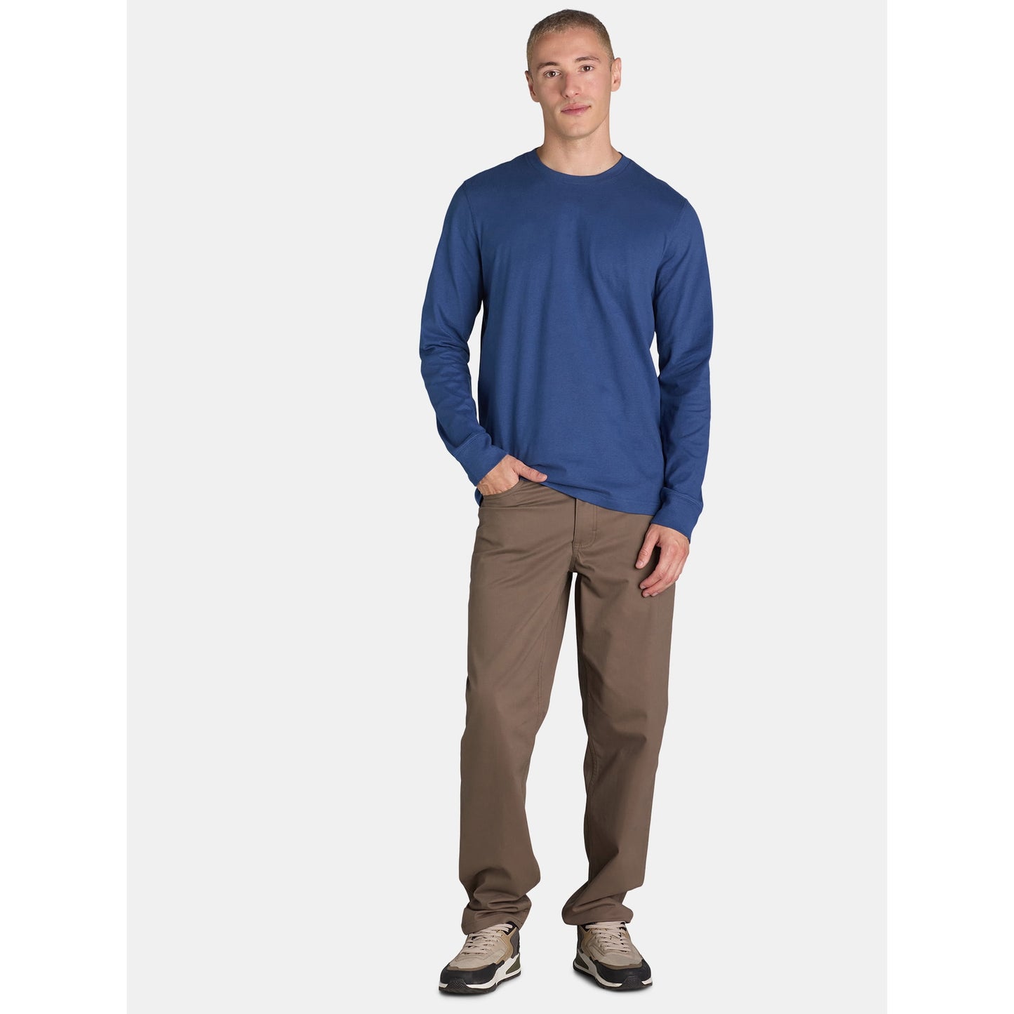 George Men's & Big Men's Crewneck T-Shirt with Long Sleeves, Size XS-3XLT