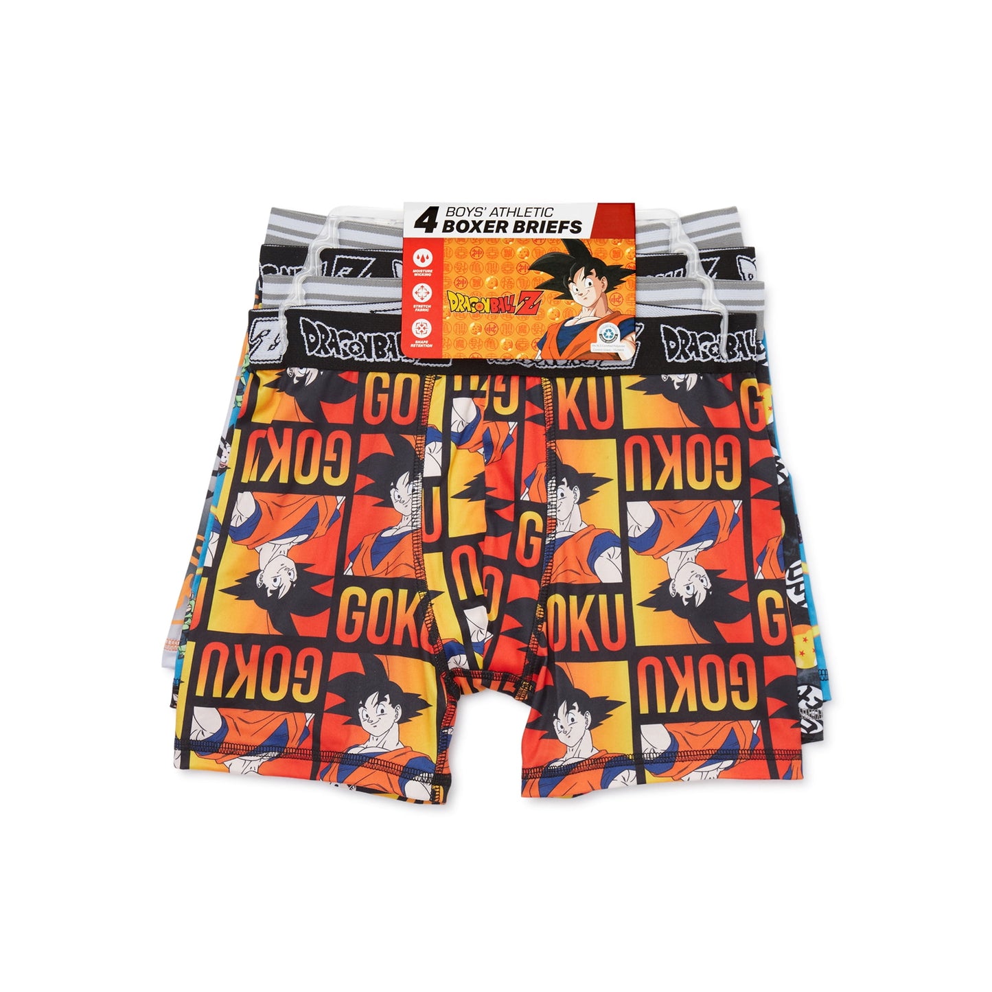 Dragon Ball Z Boys Allover Print Boxer Briefs, 4-Pack, Size S