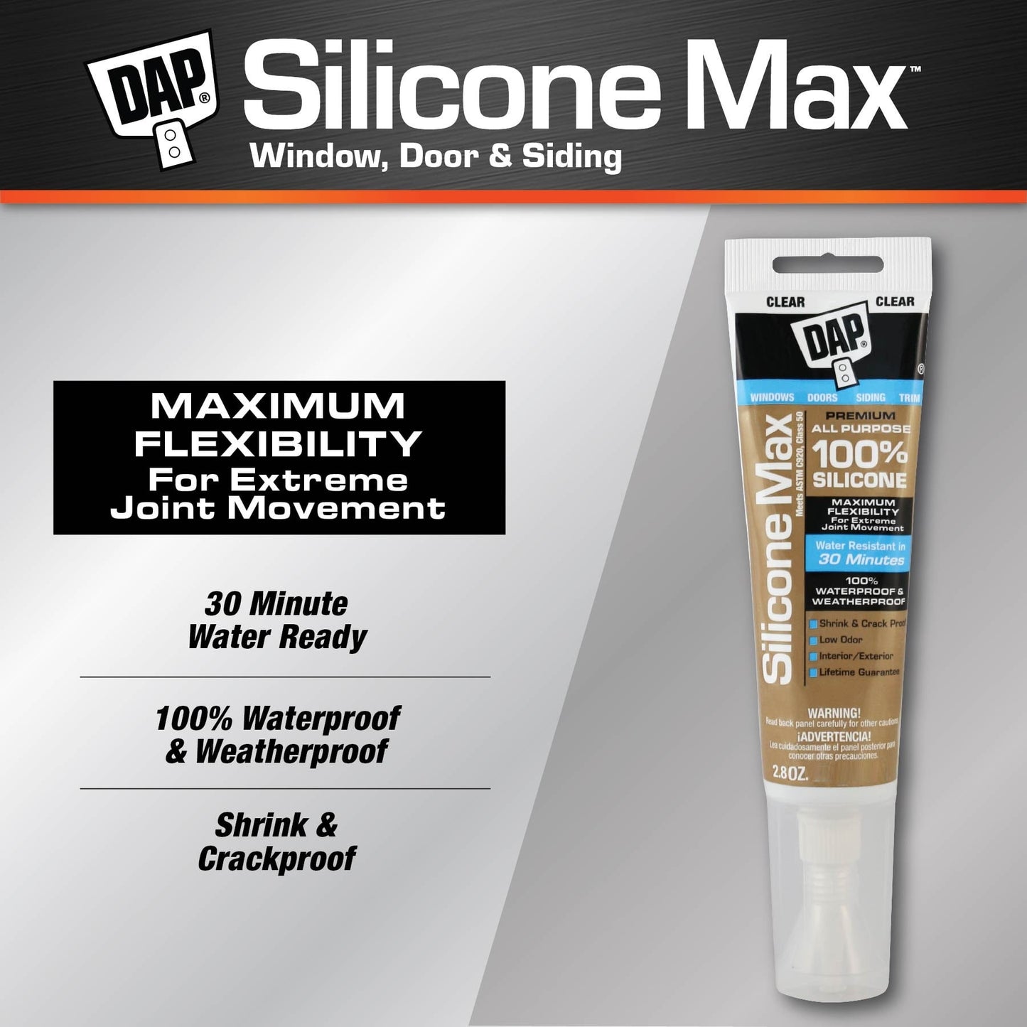 DAP Silicone Max 2.8 oz Clear All Purpose Sealant
