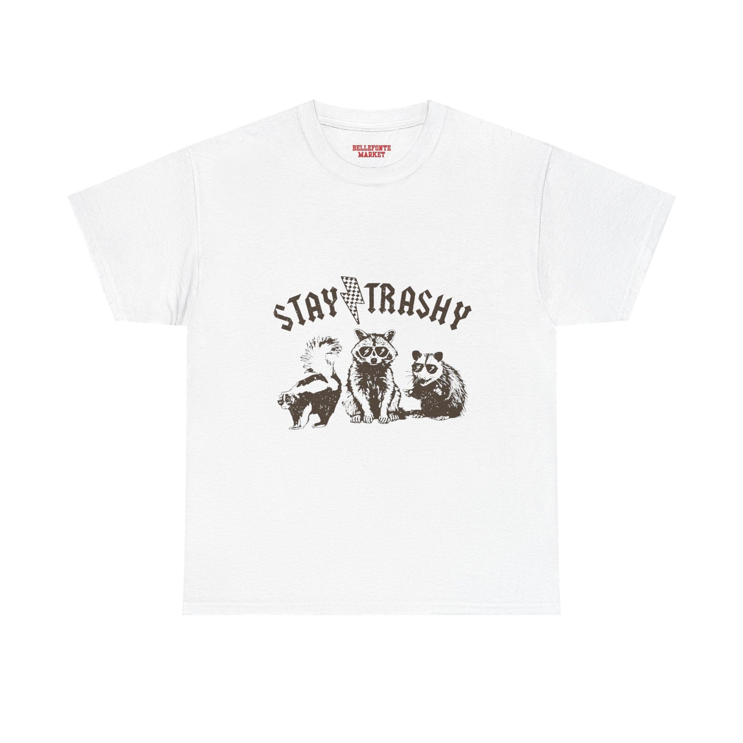 Stay Trashy Unisex Heavy Cotton Tee, Cool Graphic Tee, Nature Lover Shirt, Vintage Animal Design, Eco-Friendly Wear, Gift for Friends