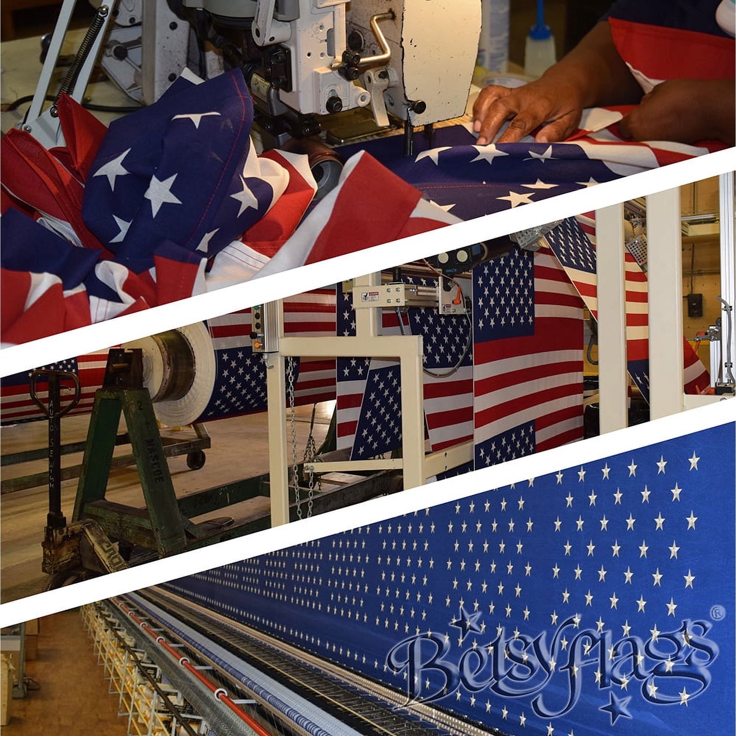 3x5ft Nylon Betsy Flags American Flag, Sewn Stripes Embroidered Stars Grommeted
