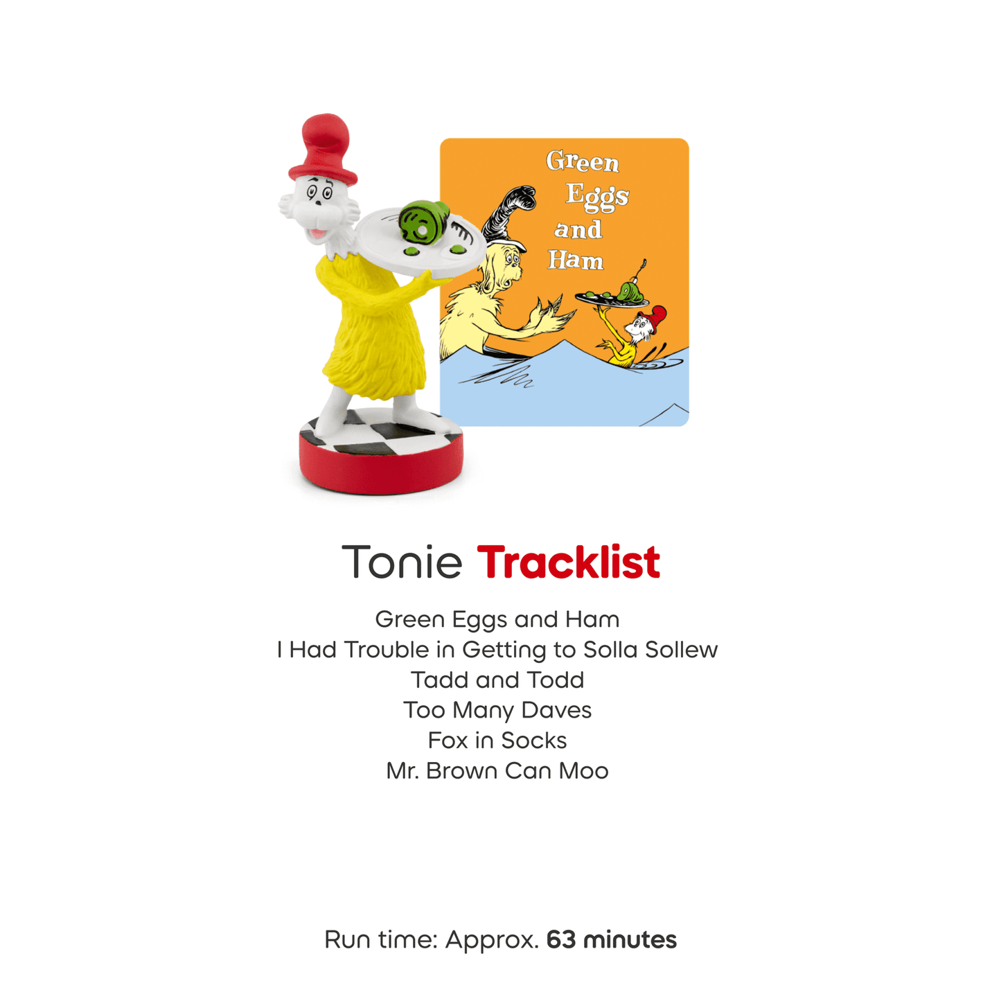 tonies Dr. Seuss Green Eggs & Ham Audio Play Figurine for Portable Speaker, Small, Age 3+