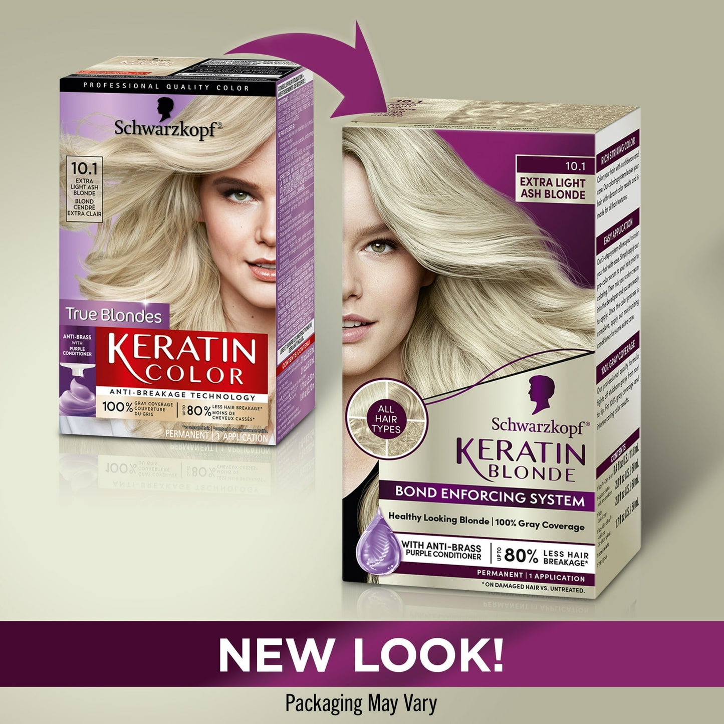 Schwarzkopf Keratin Color Permanent Hair Color Cream, 10.1 Extra Light Ash Blonde, 1 Kit