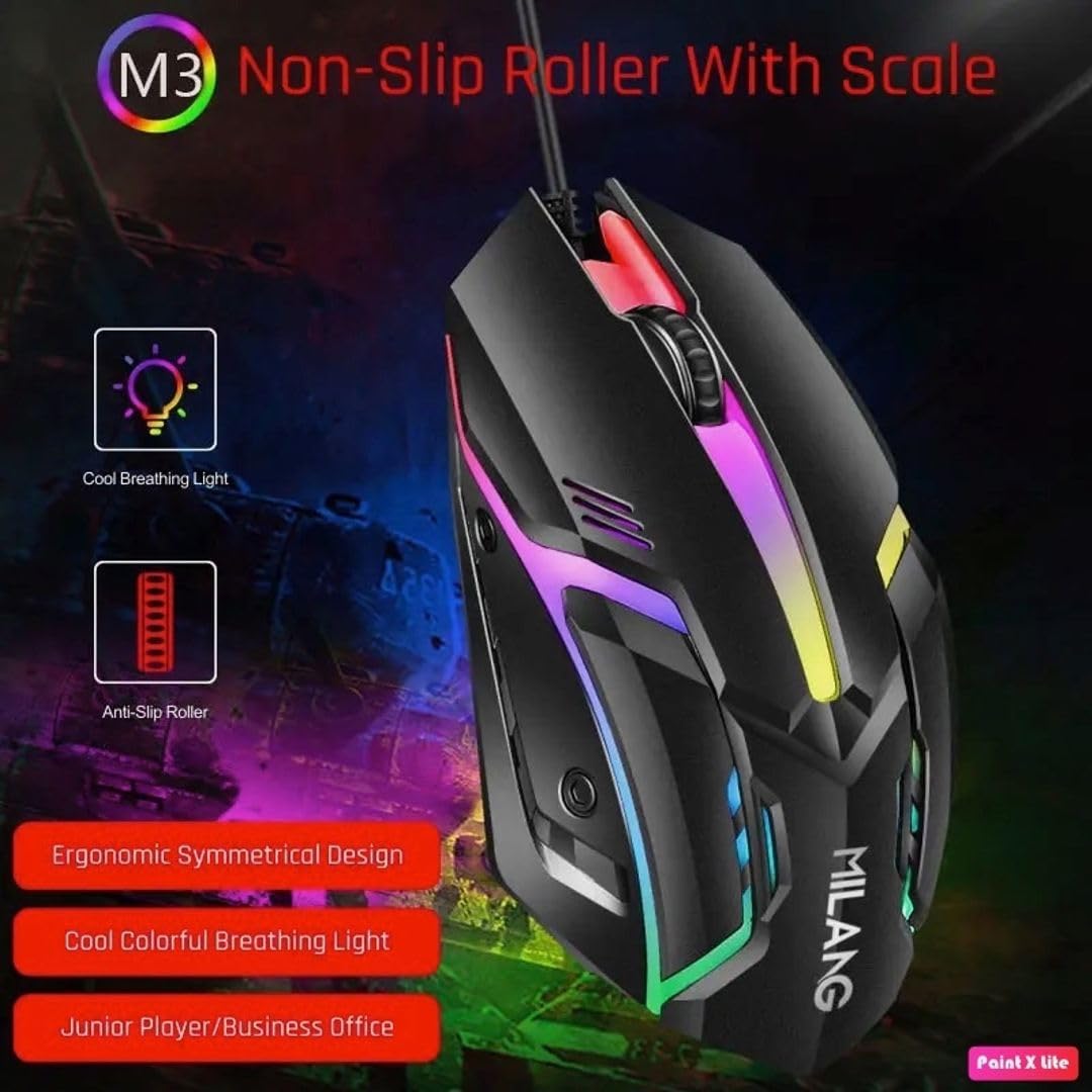 Milang M3 Limit Blade Luminous USB Game Mouse Color Black