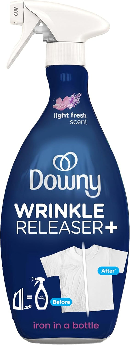 Downy Wrinkle Releaser Spray | All In One Wrinkle Release Spray, Odor Eliminator, Static Remover | Fabric Refresher & Ironing Aid for Clothes | 33.8 Fl Oz, Light Fresh Scent