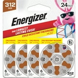 Energizer Hearing Aid Batteries, Size 312, 24 Pack