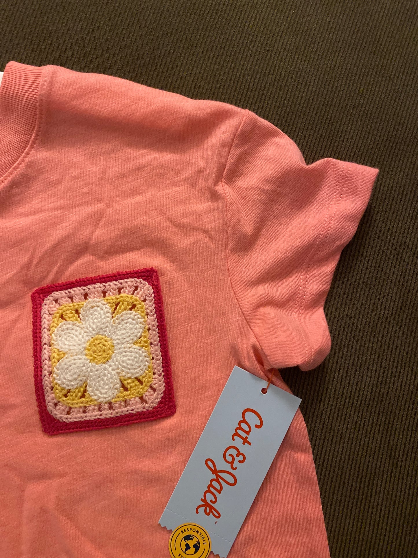 Girls' Short Sleeve Flower Pocket Boxy T-Shirt - Cat & Jack - Bright Pink S (6/7)