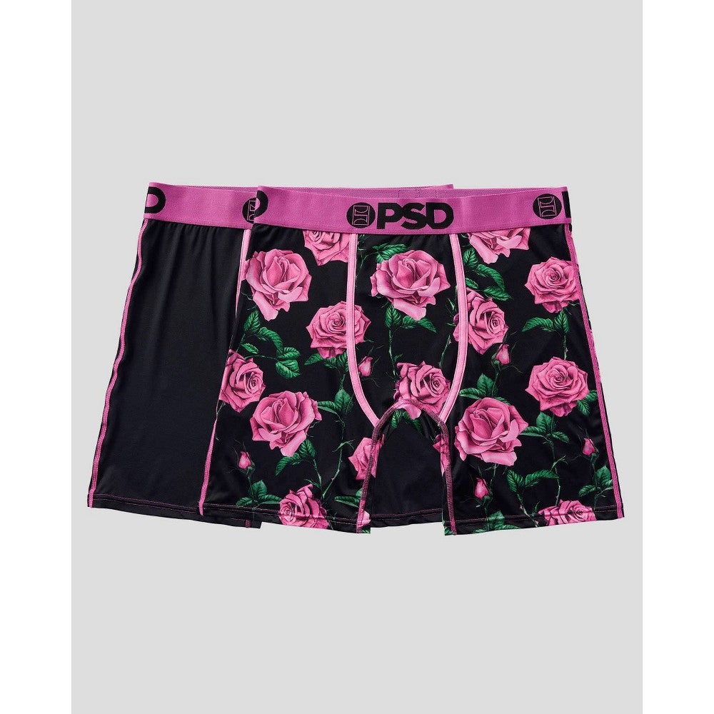 PSD Men's Rose Floral Print Boxer Briefs 2pk - Pink/Green/Black M