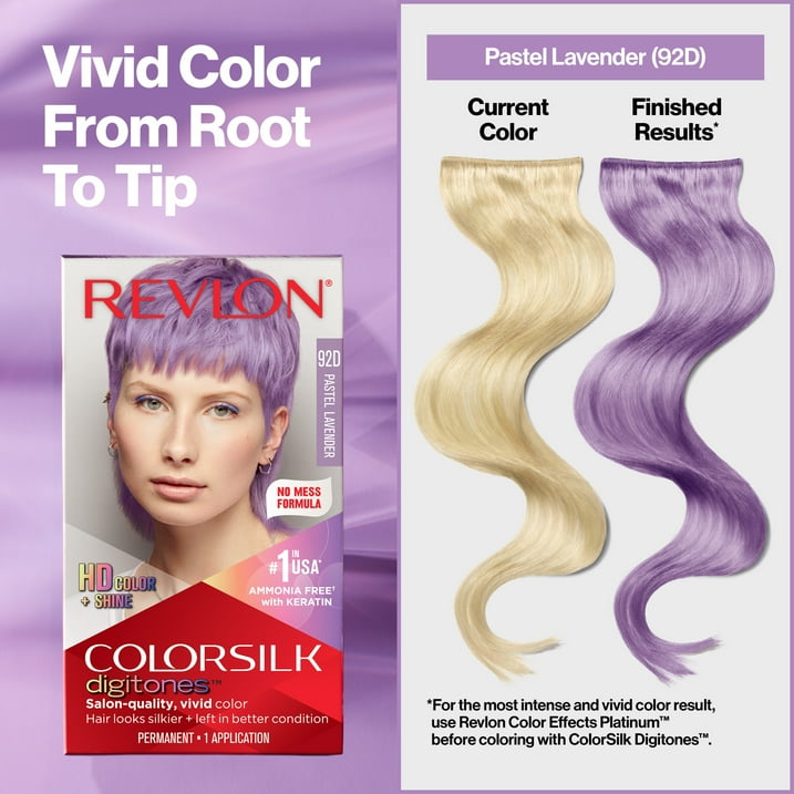 Revlon ColorSilk Digitones Permanent Hair Color with Keratin, Pastel Lavender, 1 count