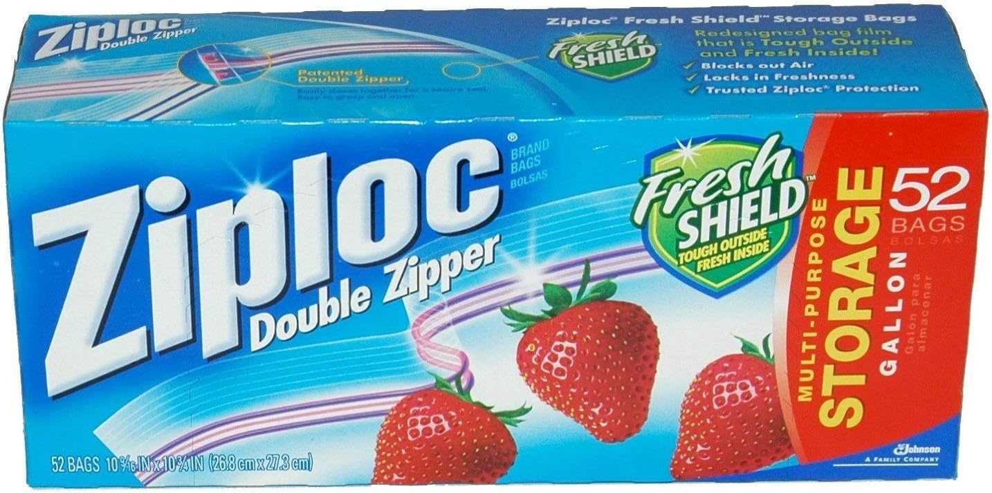 Ziploc Double Zipper Storage Bags - Gallon, 52 Count