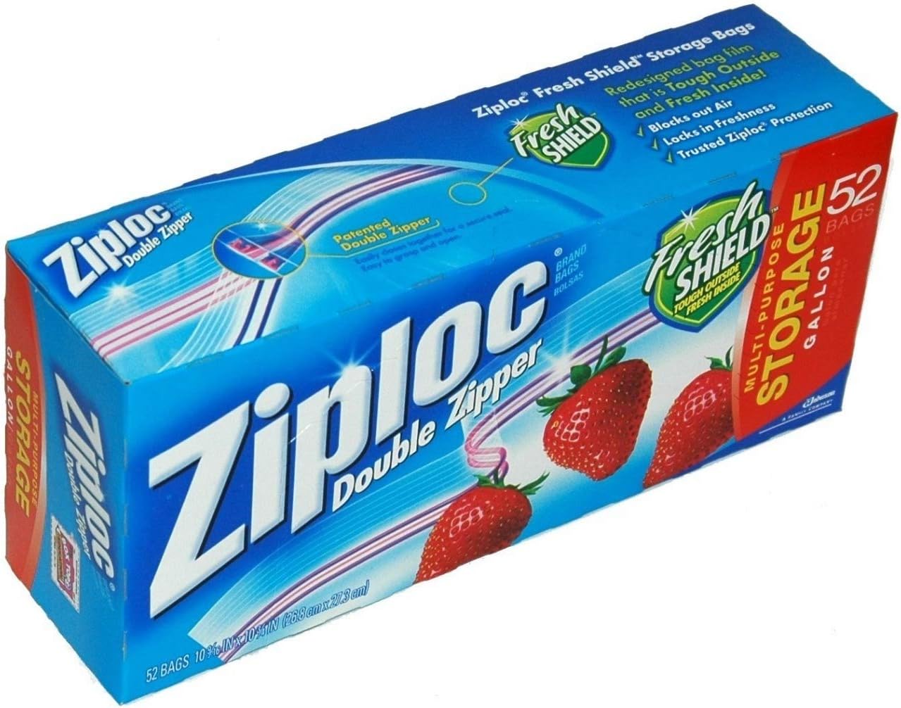 Ziploc Double Zipper Storage Bags - Gallon, 52 Count