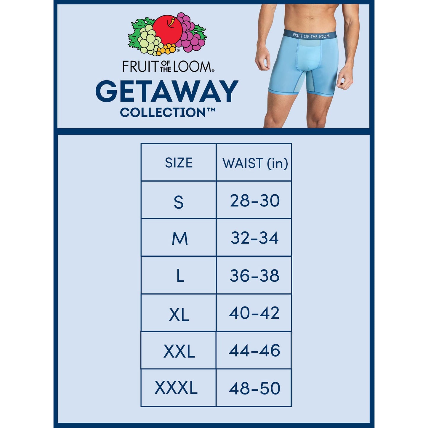 Fruit of the Loom Men's Getaway Collection Boxer Briefs, 3-Pack - Size S
