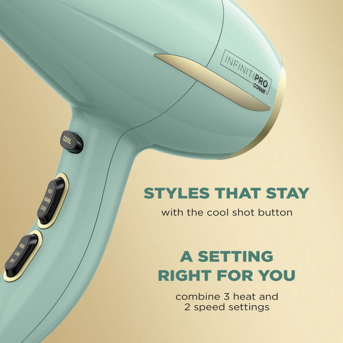 InfinitiPRO by Conair Heat Protect Hair Dryer with Diffuser, 1875W Blow Dryer with Advanced Heat Protection Helps Minimize Overdried Hair 495