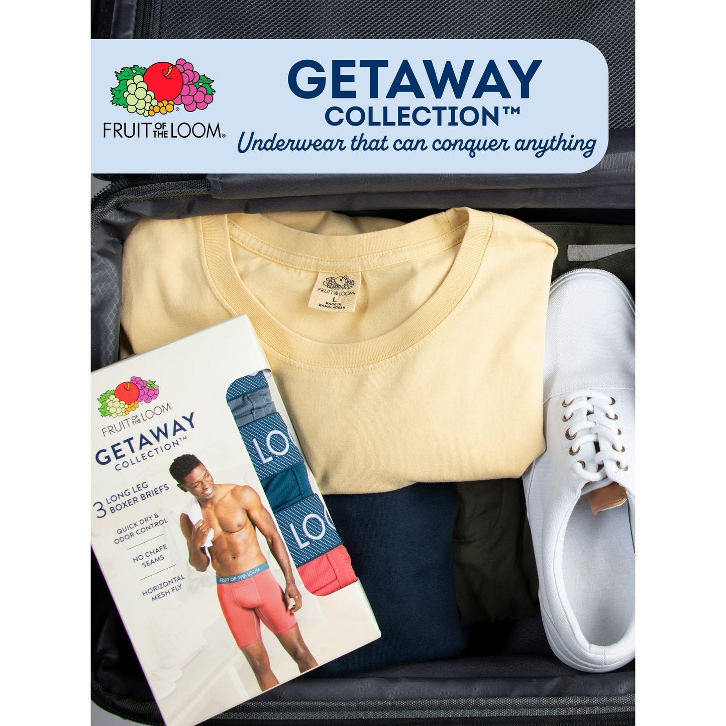 Fruit of the Loom Men's Getaway Collection Boxer Briefs, 3-Pack - Size S