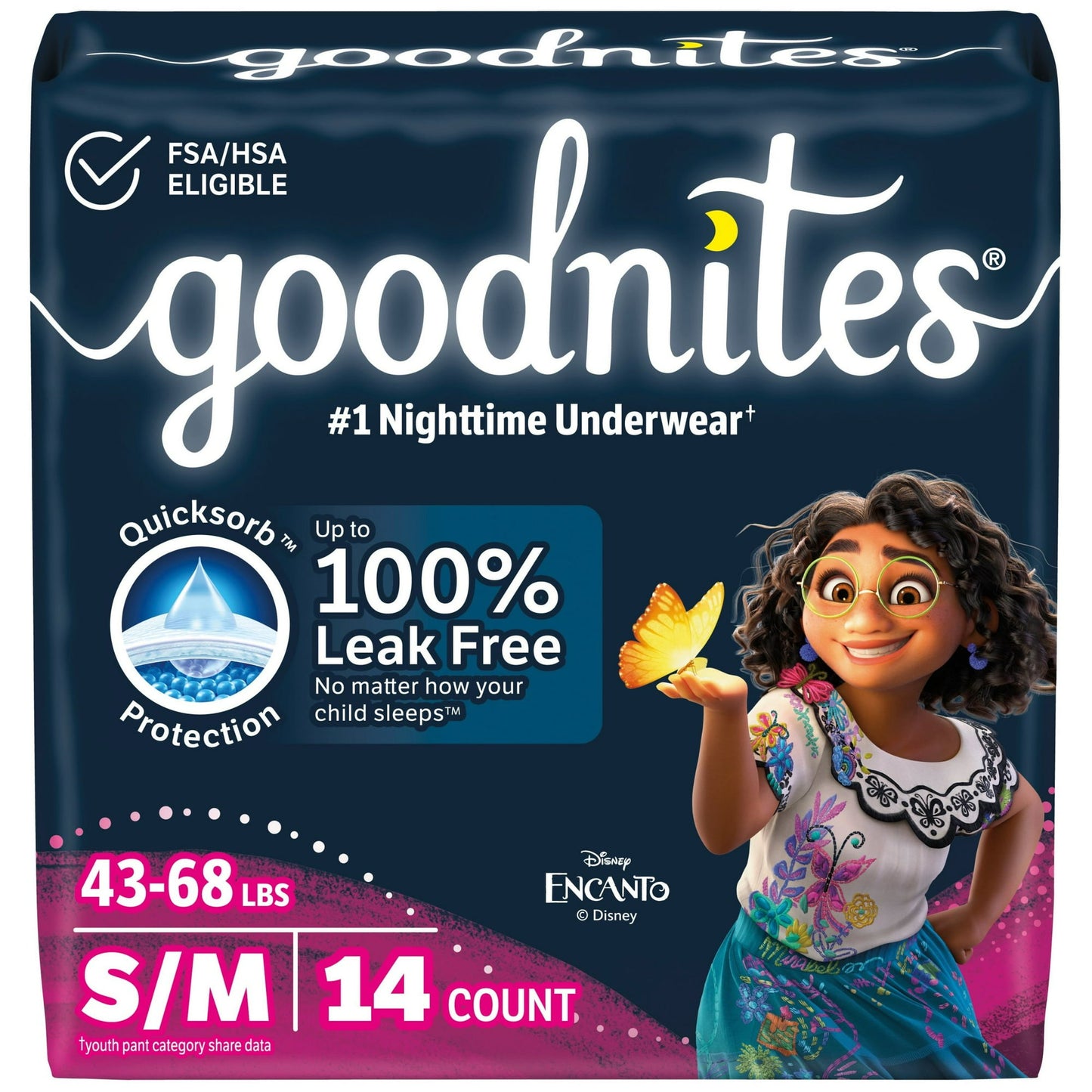 Goodnites Bedwetting Underwear for Girls, S/M (43-68 lbs), 14 Ct