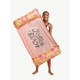 Justice 44" Inflatable Packable Mesh Hammock Pool Float - Converts to Chair, Drifter, Saddle or Hammock, Pink Daisy Color