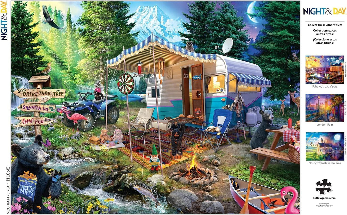 Buffalo Games 1000-Piece Night & Day Mountain Retreat Jigsaw Puzzle