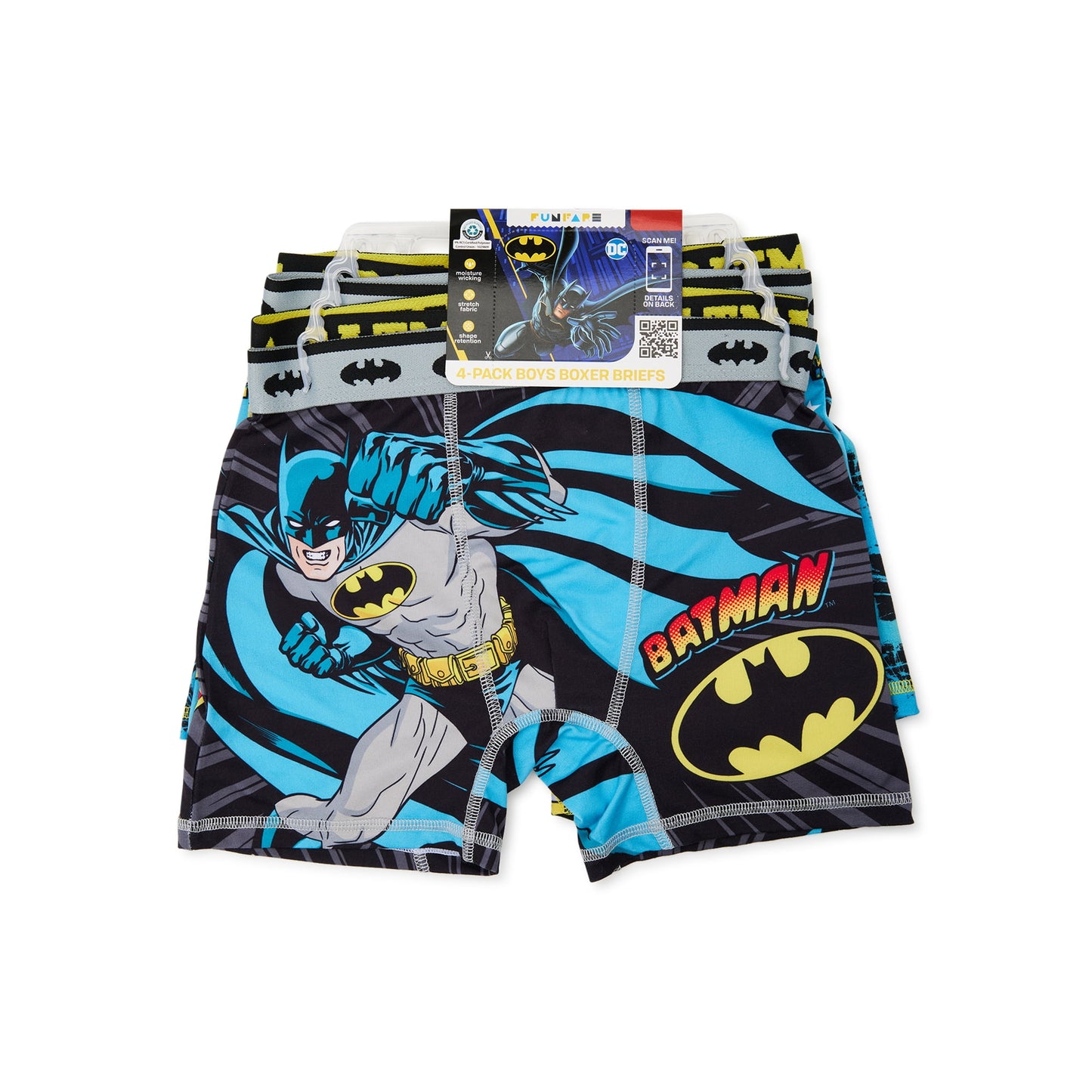 Batman Boys Performance Boxer Briefs Underwear, 4-Pack, Sizes 4-10