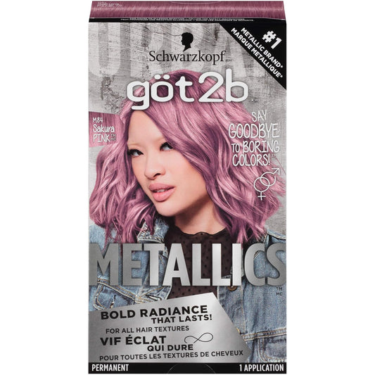 Got2b Metallics Permanent Hair Color, M84 Sakura Pink, 1 box