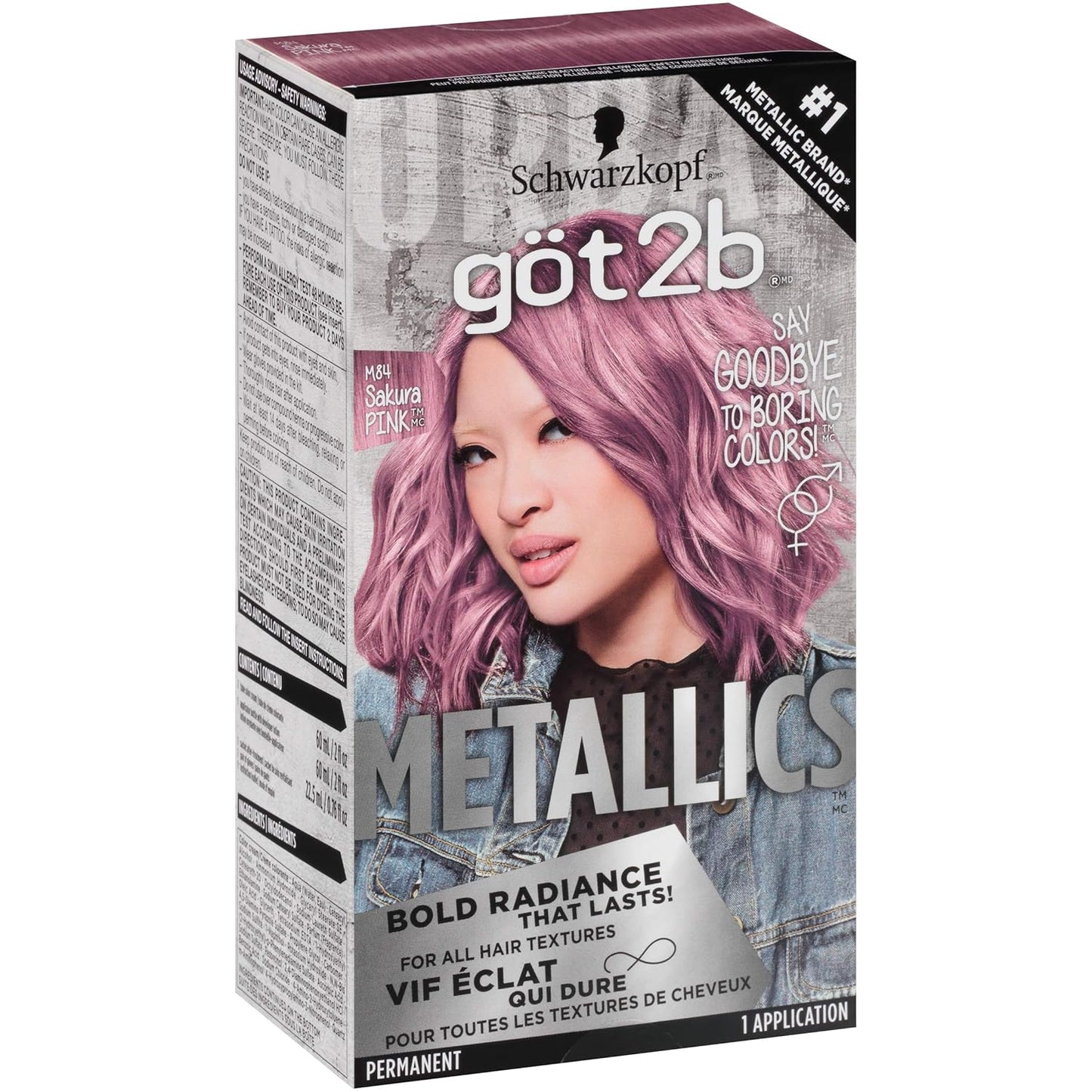 Got2b Metallics Permanent Hair Color, M84 Sakura Pink, 1 box