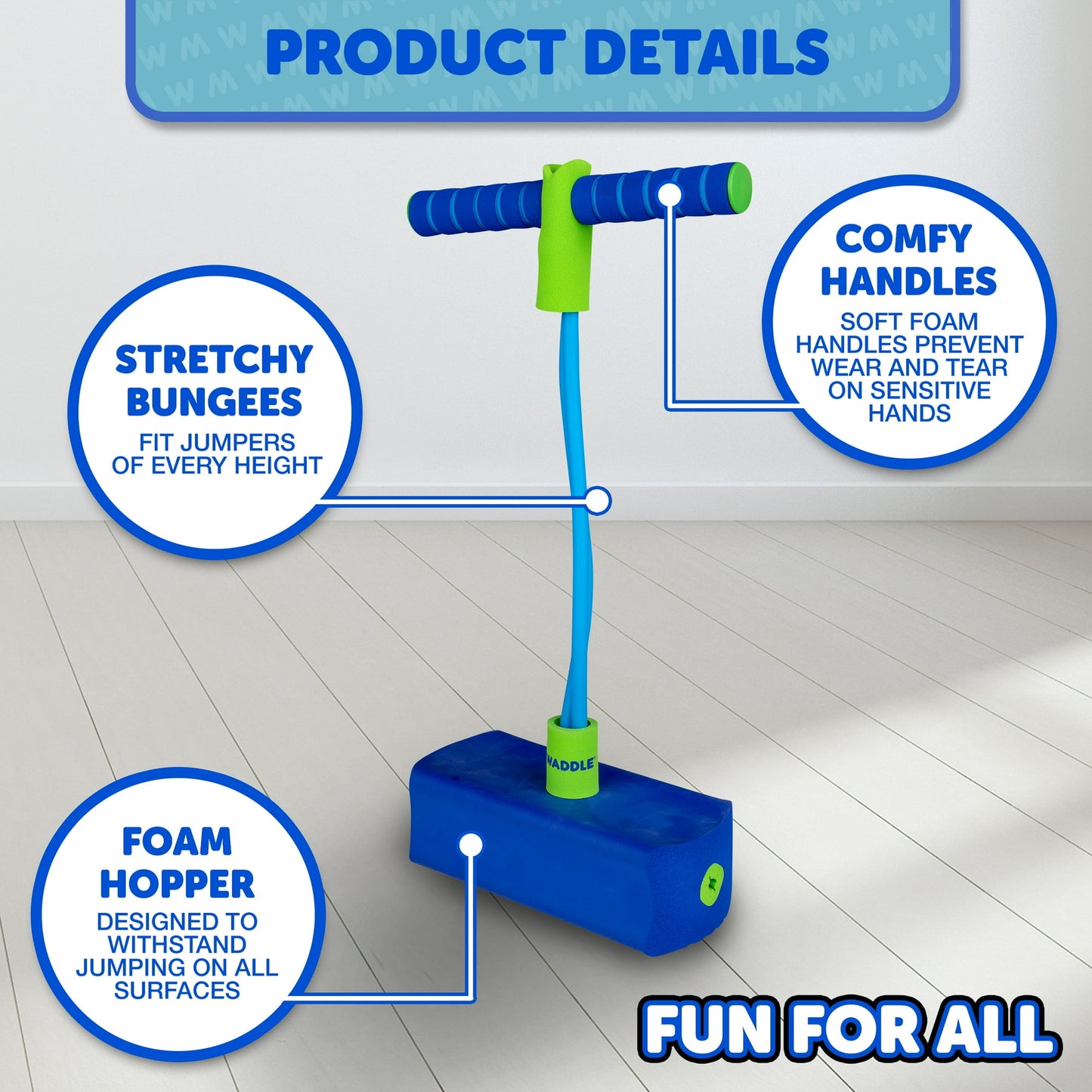 Waddle Foam Pogo Hopper, Kids Fun and Safe Pogo Stick, Blue