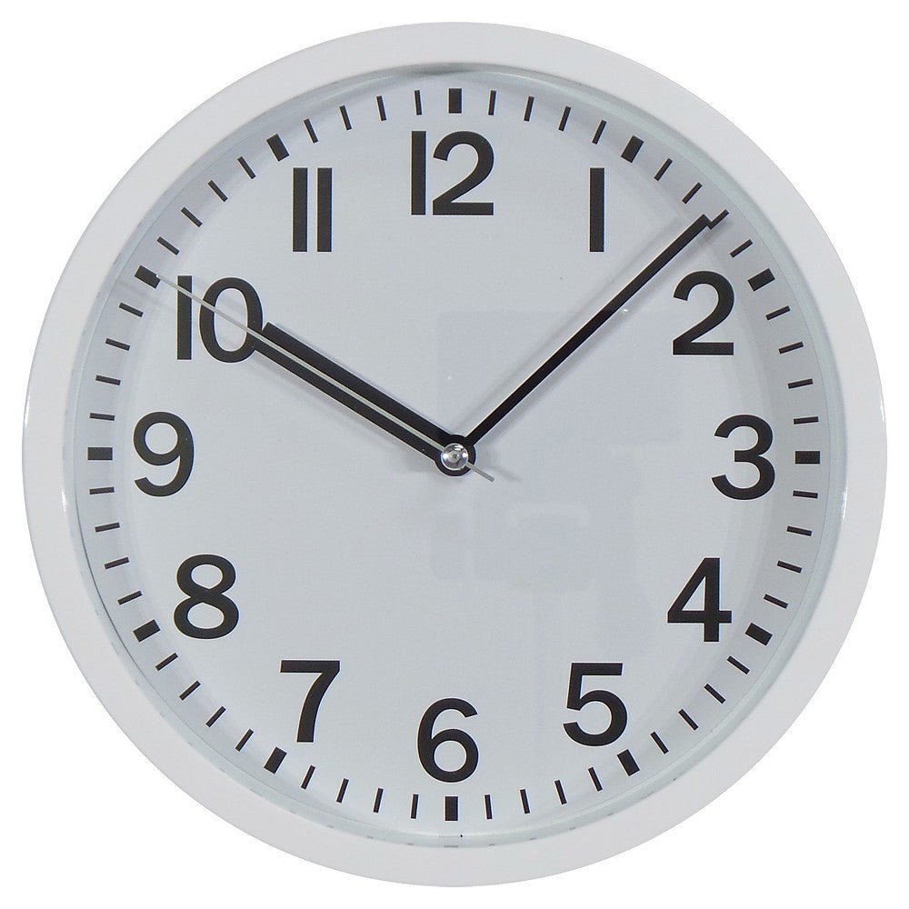 9" Round Wall Clock White - Room Essentials™: Modern Analog, Indoor Use, Glass Cover