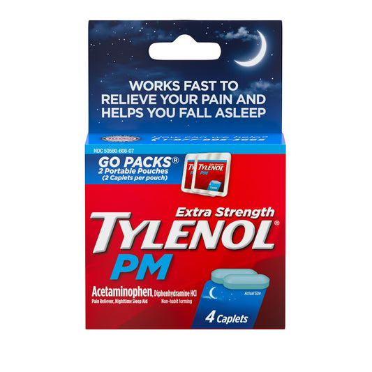 Tylenol PM Extra Strength Pain Reliever & Sleep Aid Caplets, 4 ct