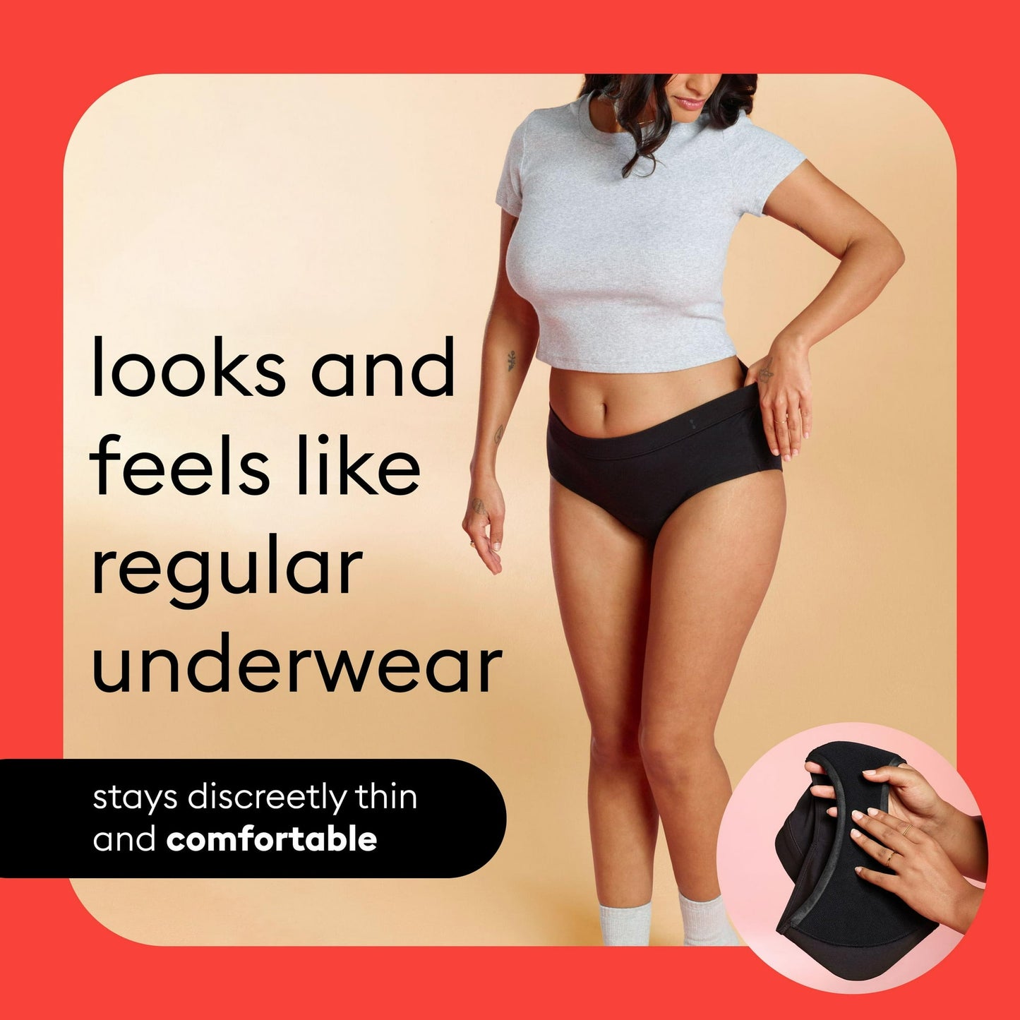 Thinx for All™ Women's Everyday Comfort Leakproof Period Underwear, Leakproof up to 12 hours, Storm, 2X