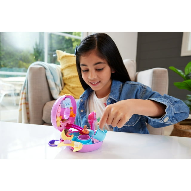 Polly Pocket Dolls and Playset, Unicorn Toys, Sparkle Cove Adventure Unicorn Floatie Compact