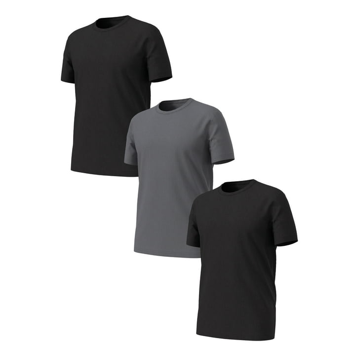 Athletic Works Men's Ultra Lite Mesh Crew T-Shirt Set, Shirts for Men, L, 3 Pack