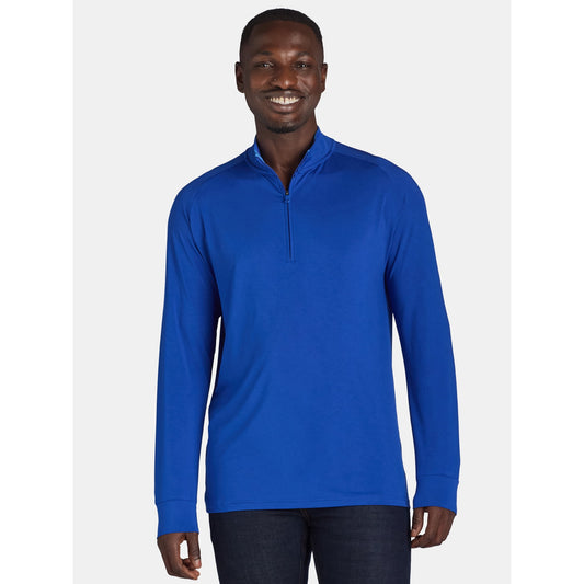 Birdie Bound Men's and Big Men’s Quarter Zip Active Top with Long Sleeves, Size XL - Surf The Web Blue