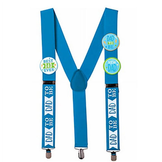 Baby Shower Blue 'Dad to Be' Suspenders (1 set)