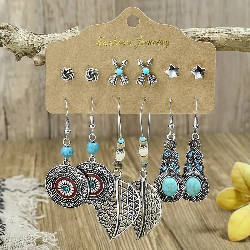 Boho/Western Earring Set - 6 pair asst.