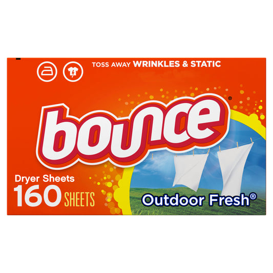 Bounce Dryer Sheets, 160 Sheets, Outdoor Fresh Scent Fabric Softener Sheets